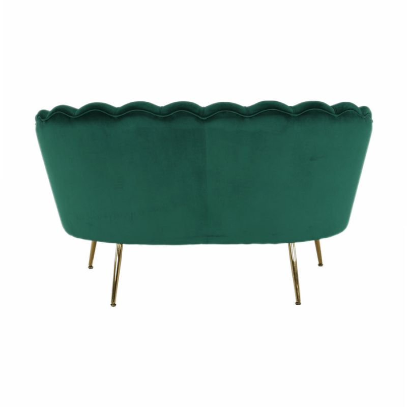 Lavica v štýle Art-deco, smaragdová Velvet látka-gold chróm-zlatý