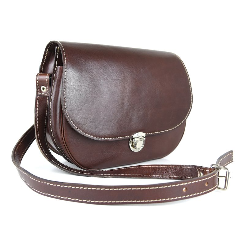 Luxusná rustikálna kožená kabelka, hnedá farba