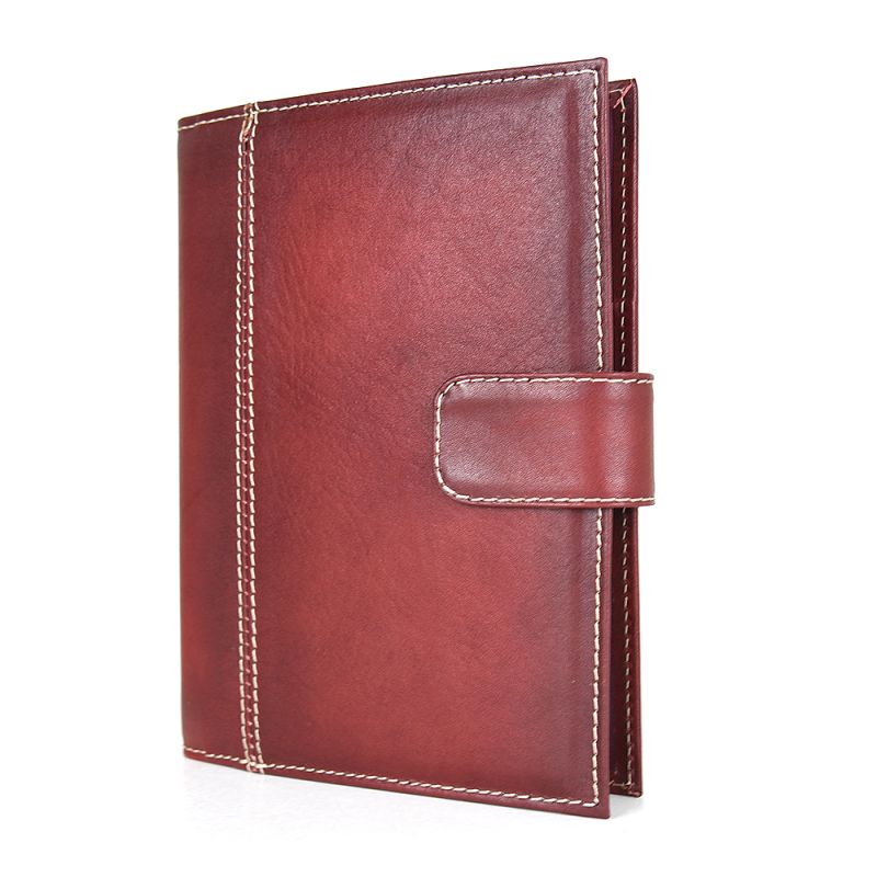 Kožený pracovný diár v bordovej farbe, ručne tamponovaný (limitovaná edícia)