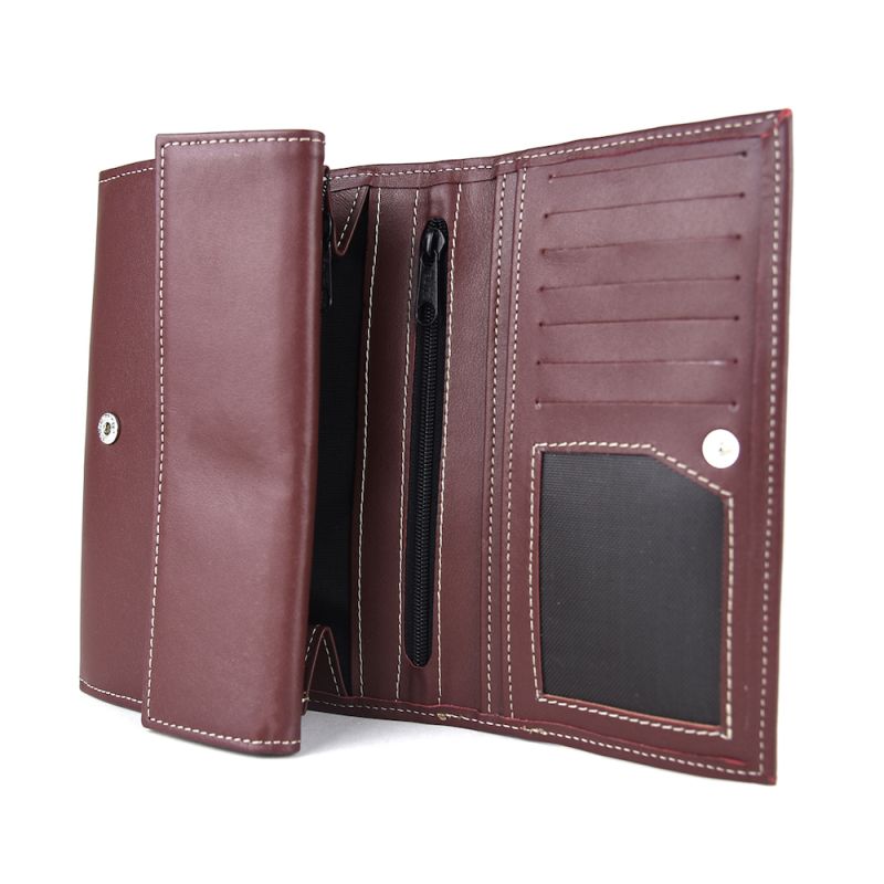 Luxusná dámska kožená peňaženka v bordovej farbe