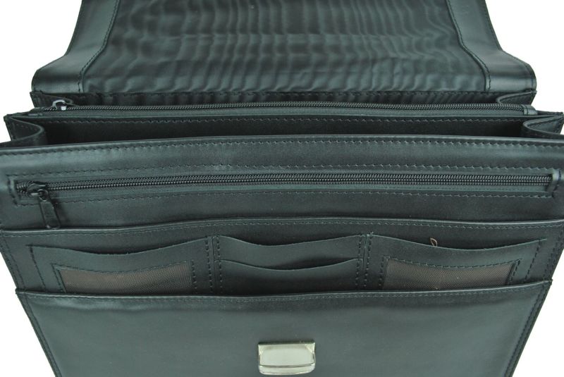 Luxusná perfektná kožená aktovka v čiernej farbe