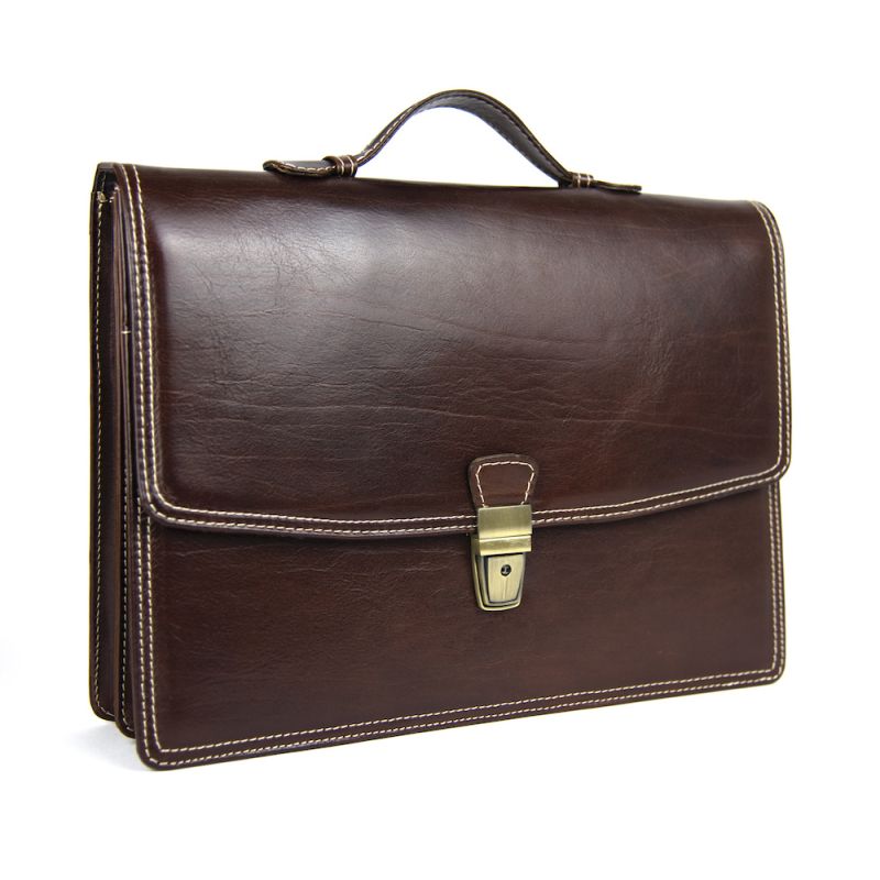 Luxusná elegantná kožená aktovka z pravej kože v hnedej farbe 8170