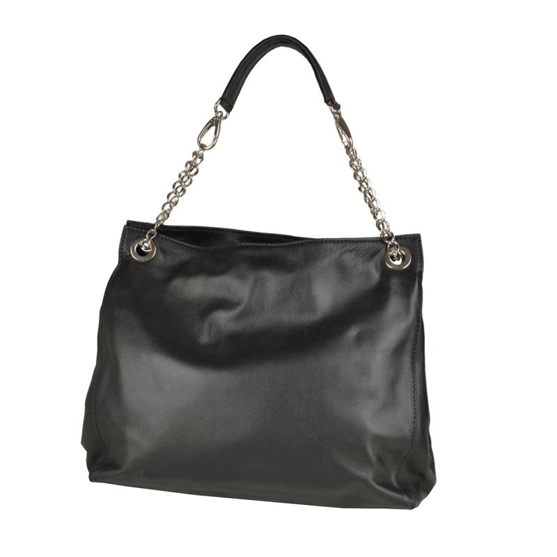 Kožená elegantná kabelka v čiernej farbe