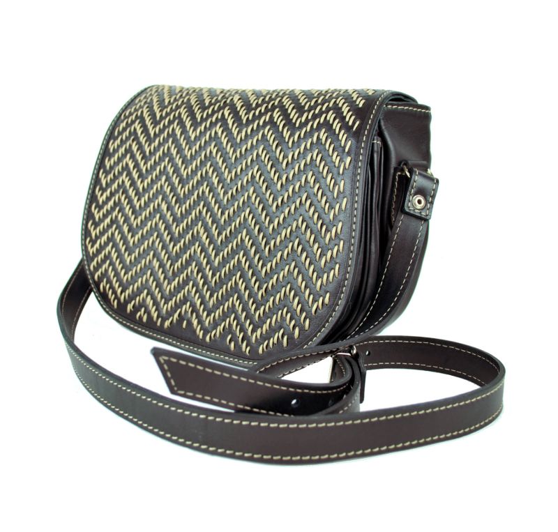 Lovecká kabelka ručne vyšívaná z pravej kože, skrytý magnet