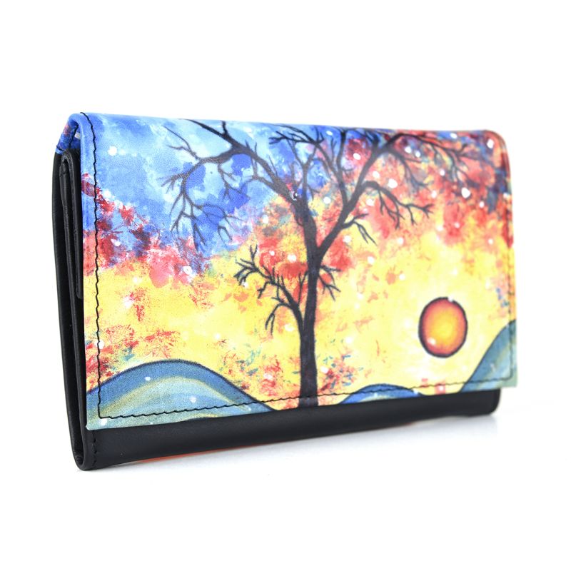 Ručne maľovaná kožená peňaženka 8542 s motívom Zima