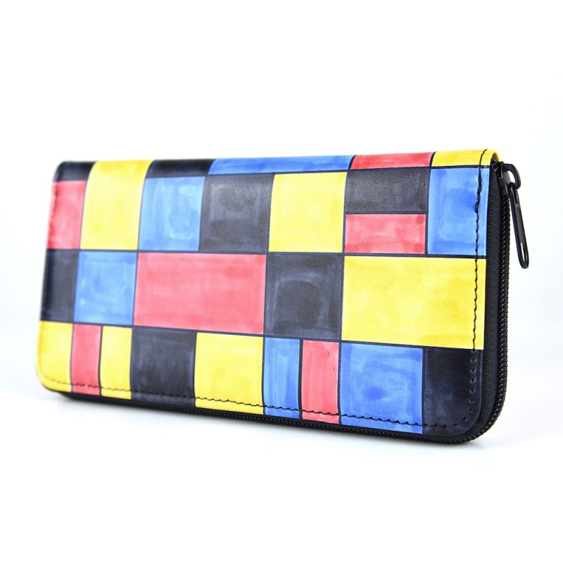 Ručne maľovaná kožená peňaženka s motívom Mozaika