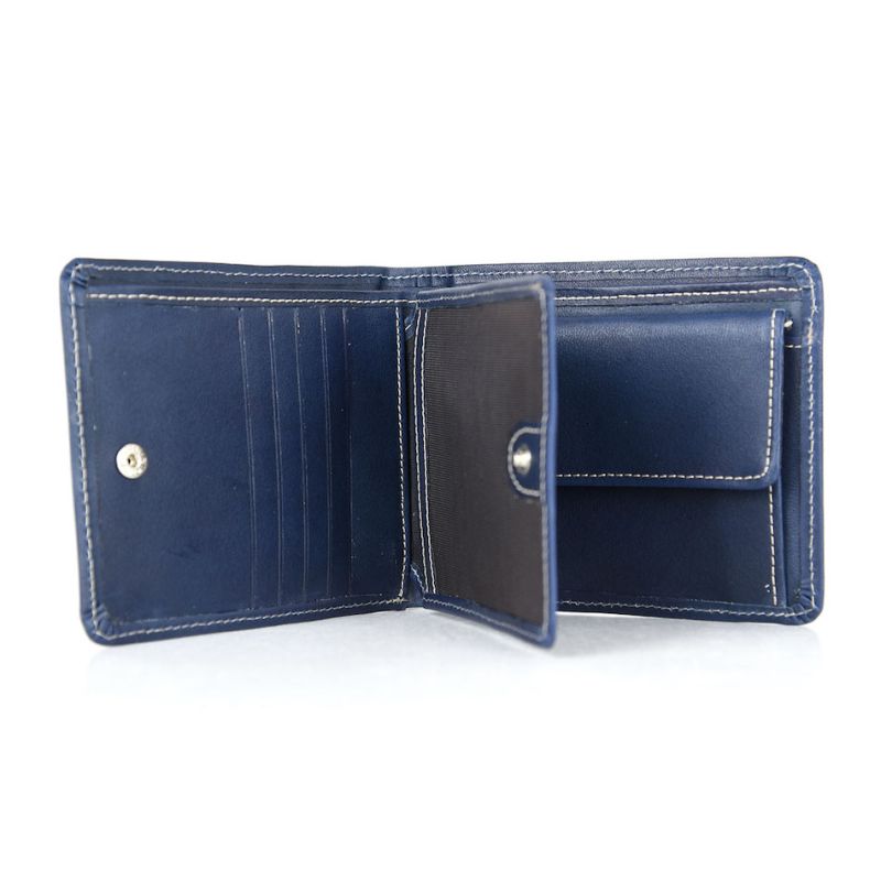 Peňaženka z prírodnej kože 7992 v modrej farbe, ručne tamponovaná