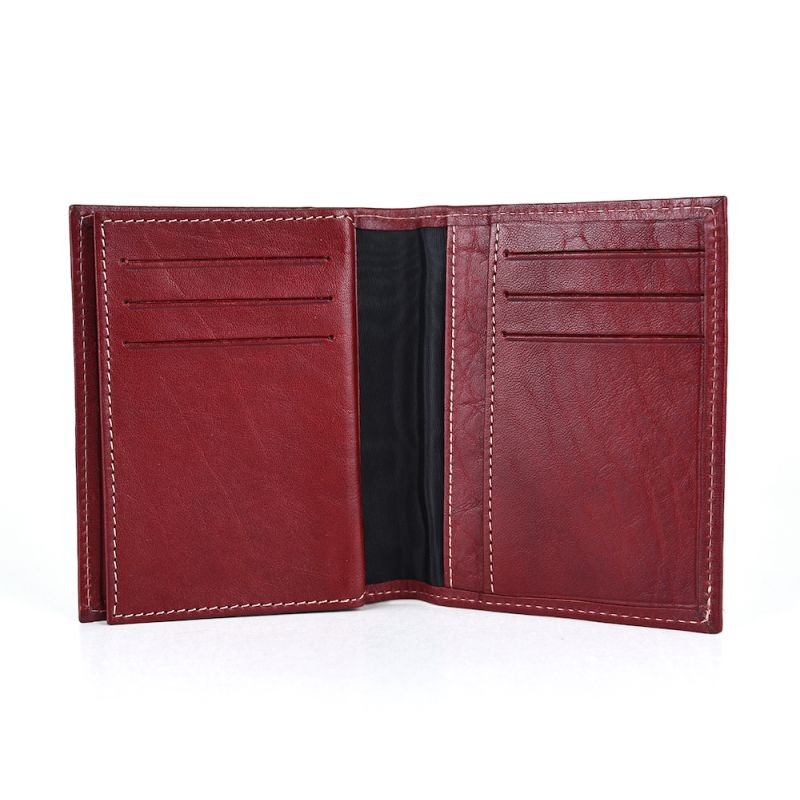 Kožené púzdro na karty a doklady v bordovej farbe