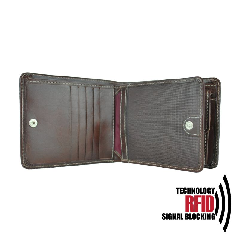 Kožená RFID peňaženka vybavená blokáciou RFID-NFC, hnedá farba