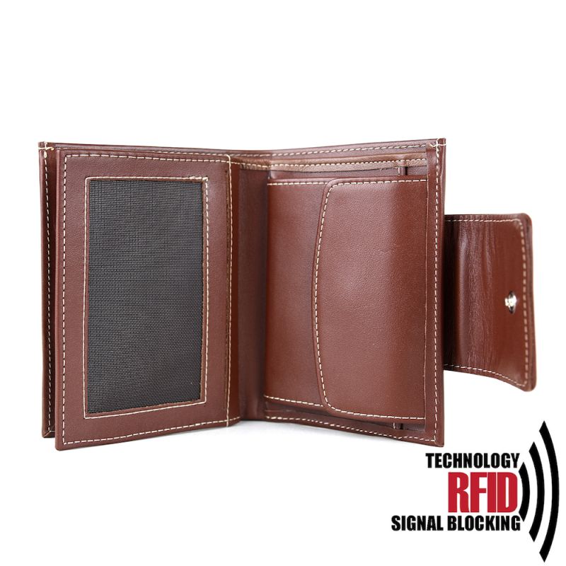 Kožená RFID peňaženka vybavená blokáciou RFID-NFC, hnedá farba 8211