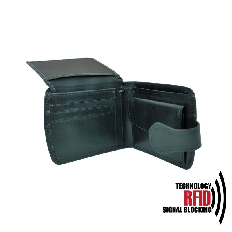 Kožená RFID peňaženka vybavená blokáciou RFID NFC, čierna farba 8467