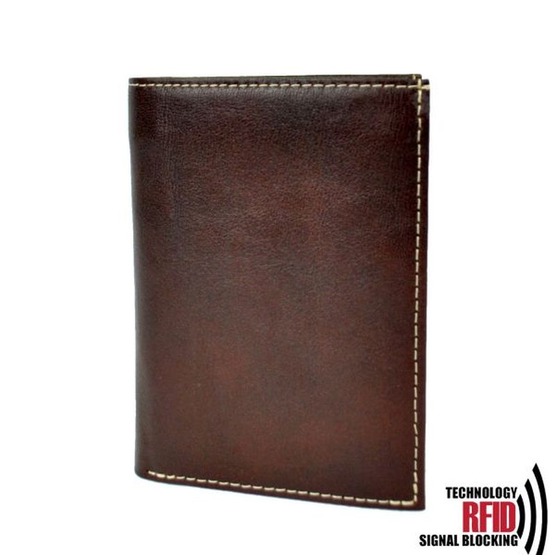 Kožená RFID peňaženka vybavená blokáciou RFID-NFC, tmavo hnedá farba 8560