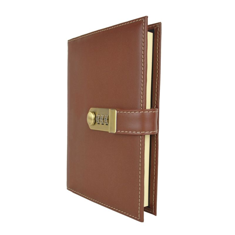 Kožený zápisník XXL s číselným zámkom v hnedej farbe