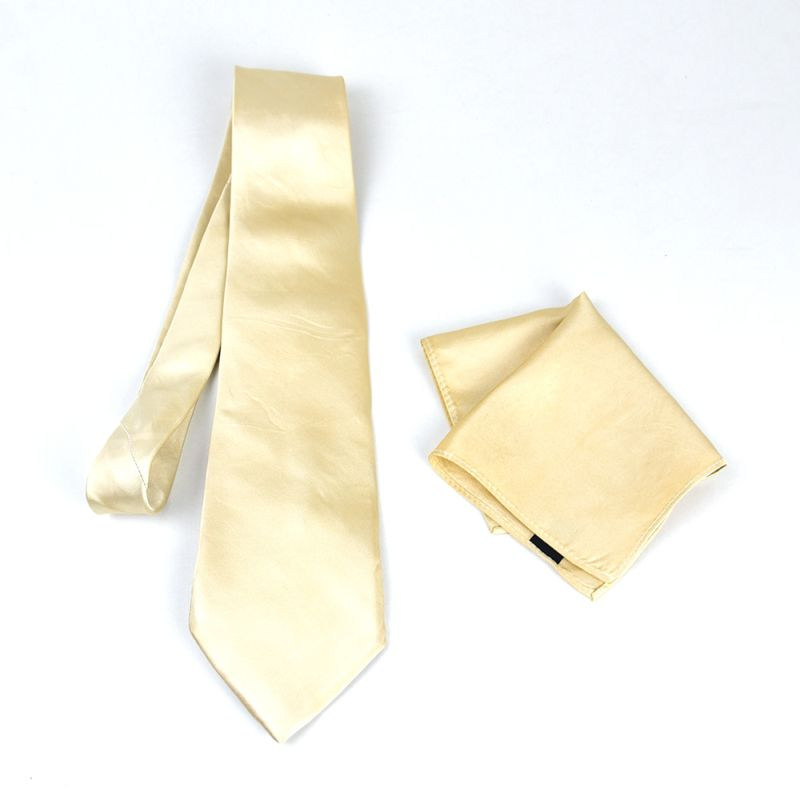 Hodvábna kravata a vreckovka v béžovej farbe, 100% hodváb