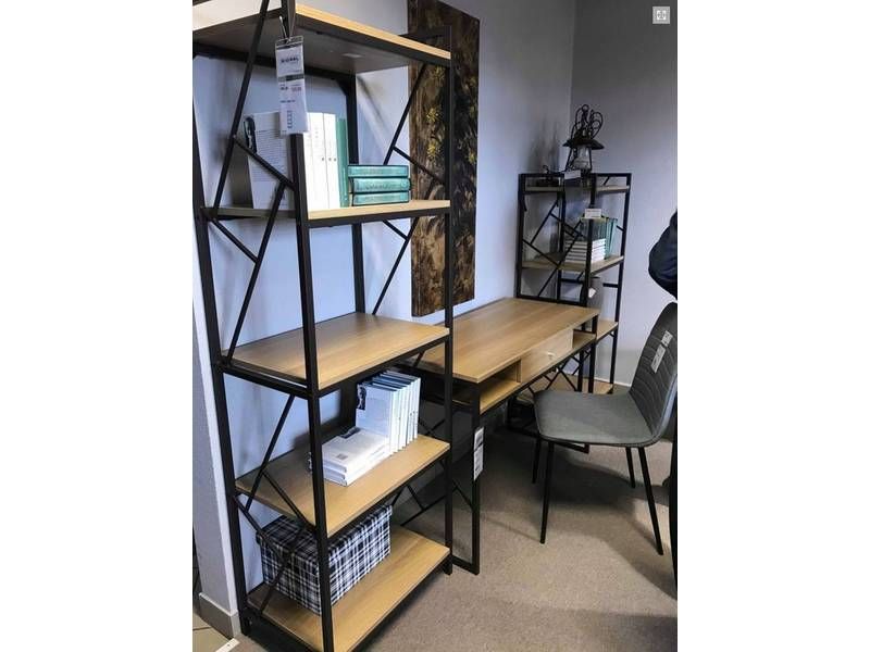 Luxusný úzky regál čierna-dub