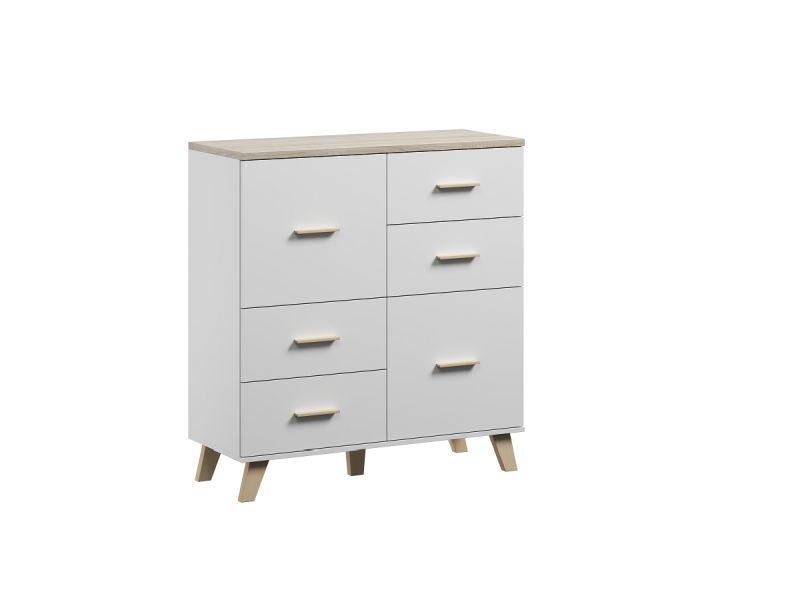 Zaujímavá komoda 110 biela brylantowa matná-dub sonoma mat