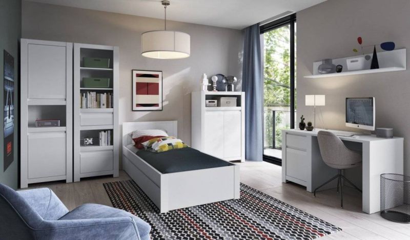 Elegantná komoda zásuvka a 2x dvierka, biela alpin supermat