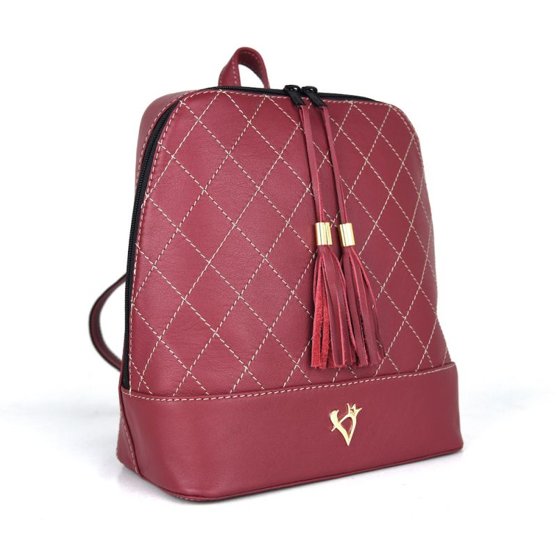 Luxusný dámsky kožený ruksak z prírodnej kože v bordovej farbe