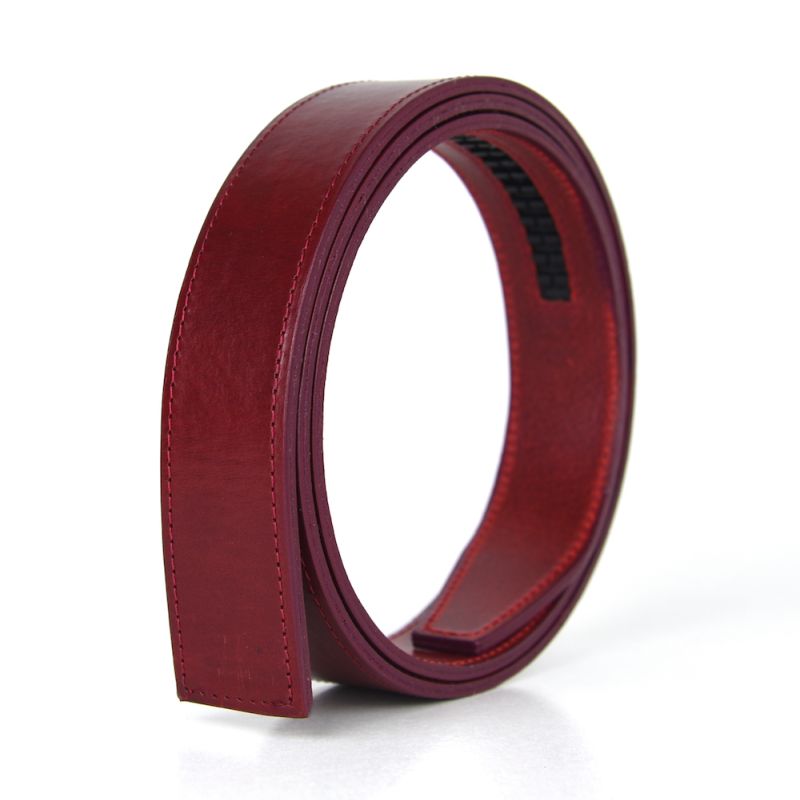 Kožený remeň pre opasky s automatickou prackou, šírka 3.5cm, bordová farba