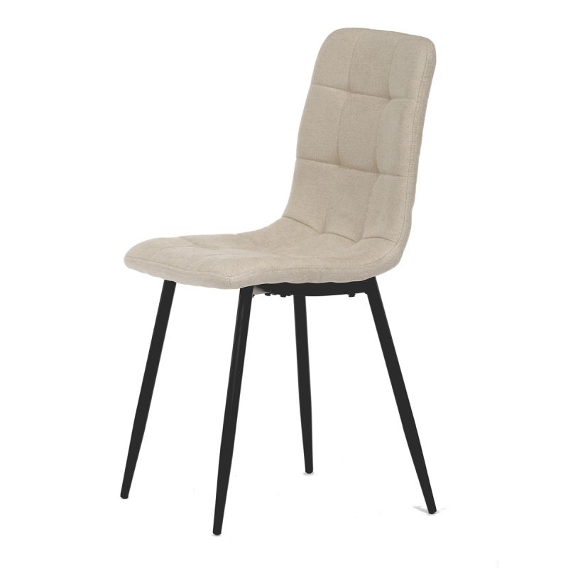 Jedálenská minimalistická stolička v industriálnom štýle, krémová látka
