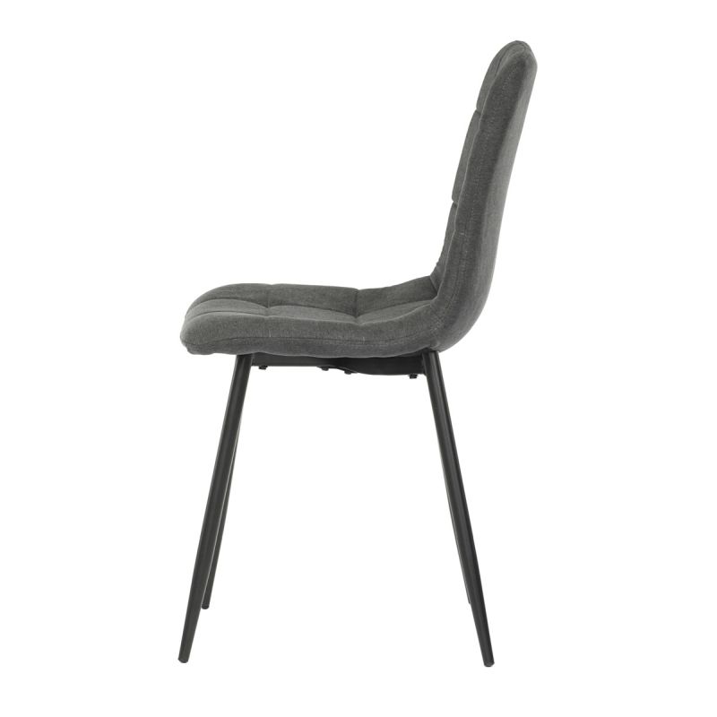 Jedálenská minimalistická stolička v industriálnom štýle, šedá látka