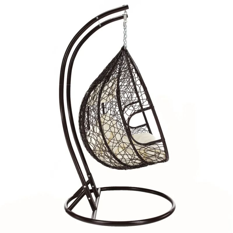 Závesné dvojkreslo-2 s moderným dizajnom hnedá-krémová