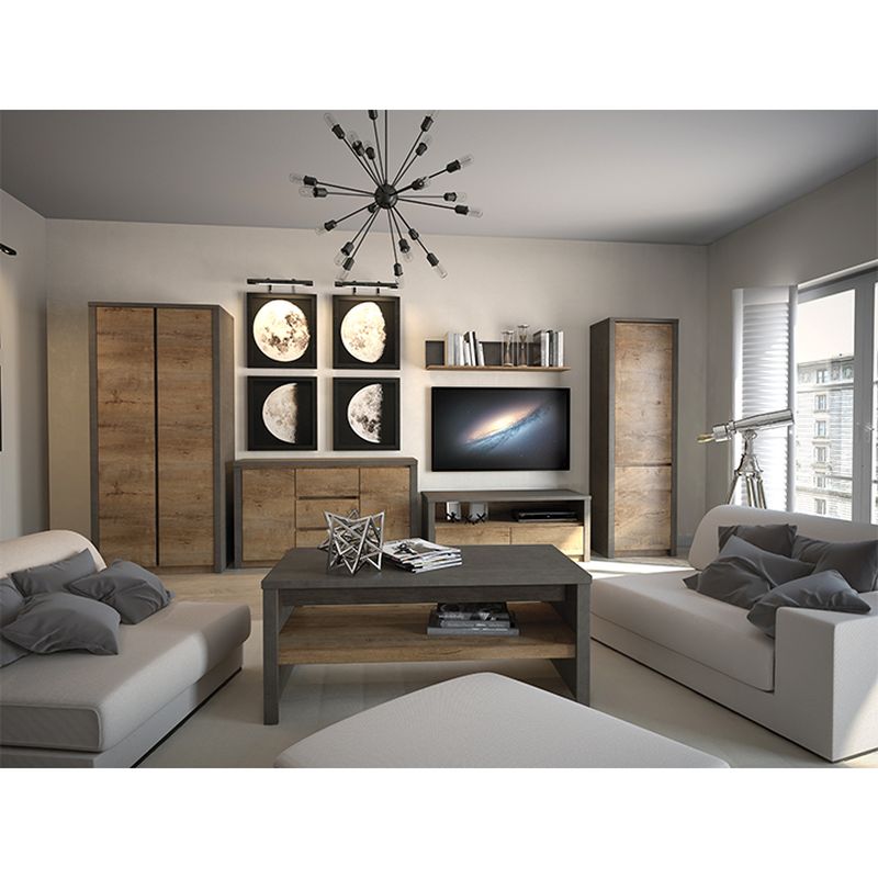 Jedálenský rozkladací stôl, dub lefkas tmavý-smooth sivý