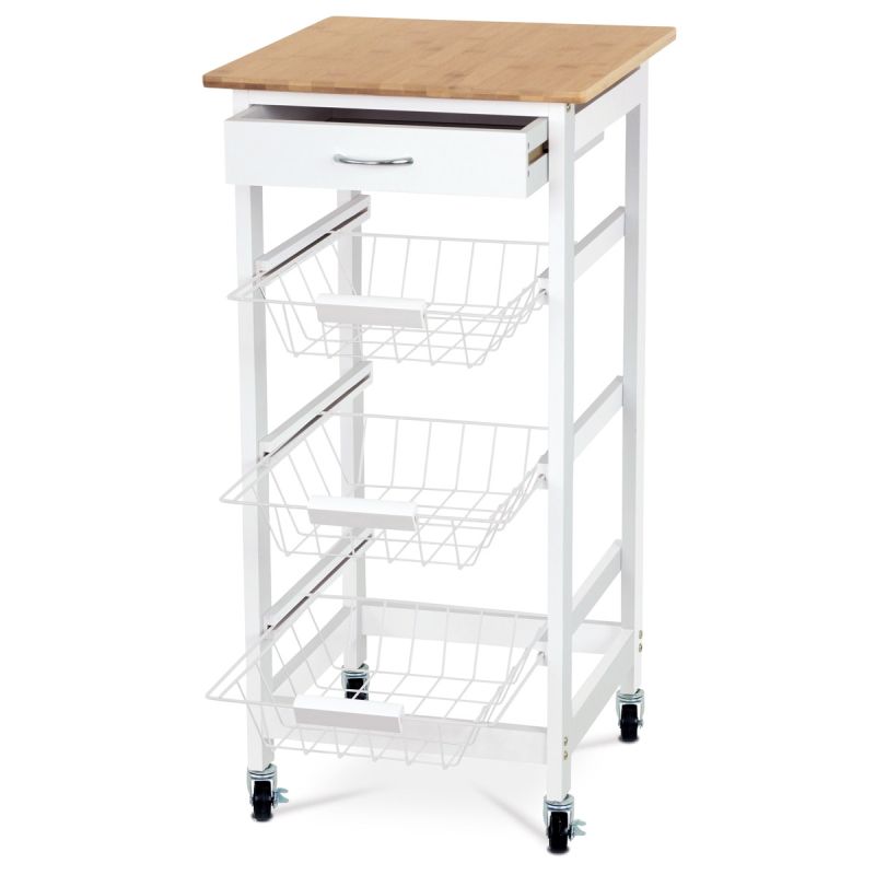 Bambusový regál na kolieskach s brzdami