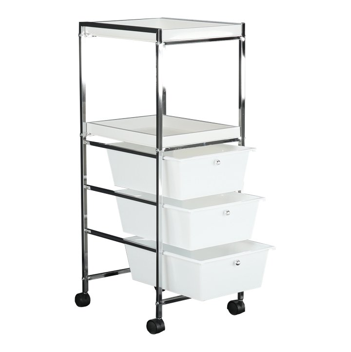 Pojazdný regál, biela-chróm