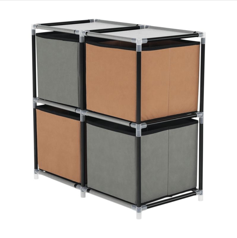 Komoda s látkovými šuplíkmi, čierna-hnedá-sivá, TYP 1