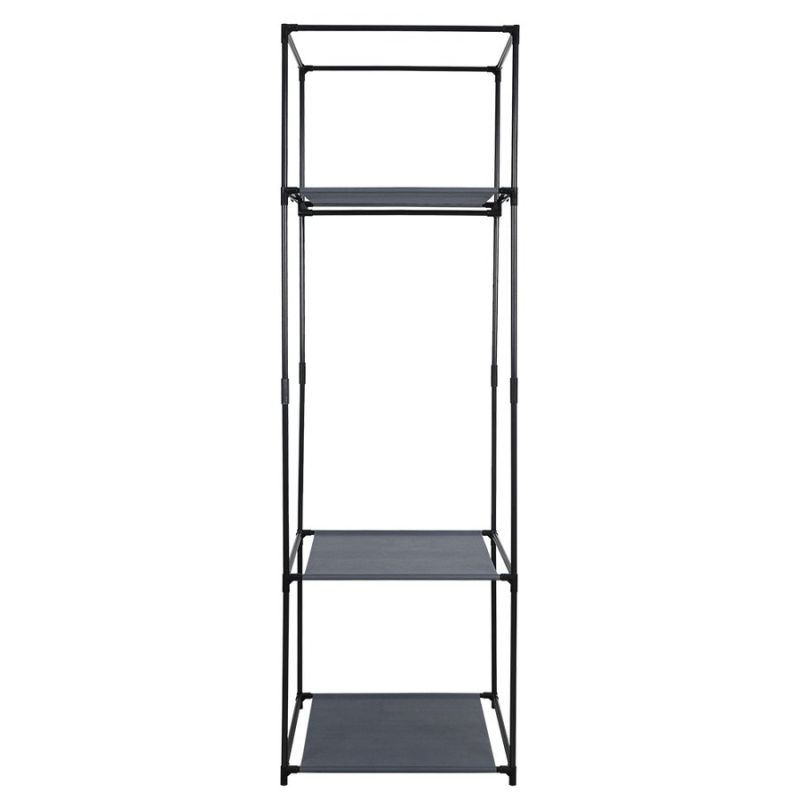 Šatníkový regál, kov-látka, čierny