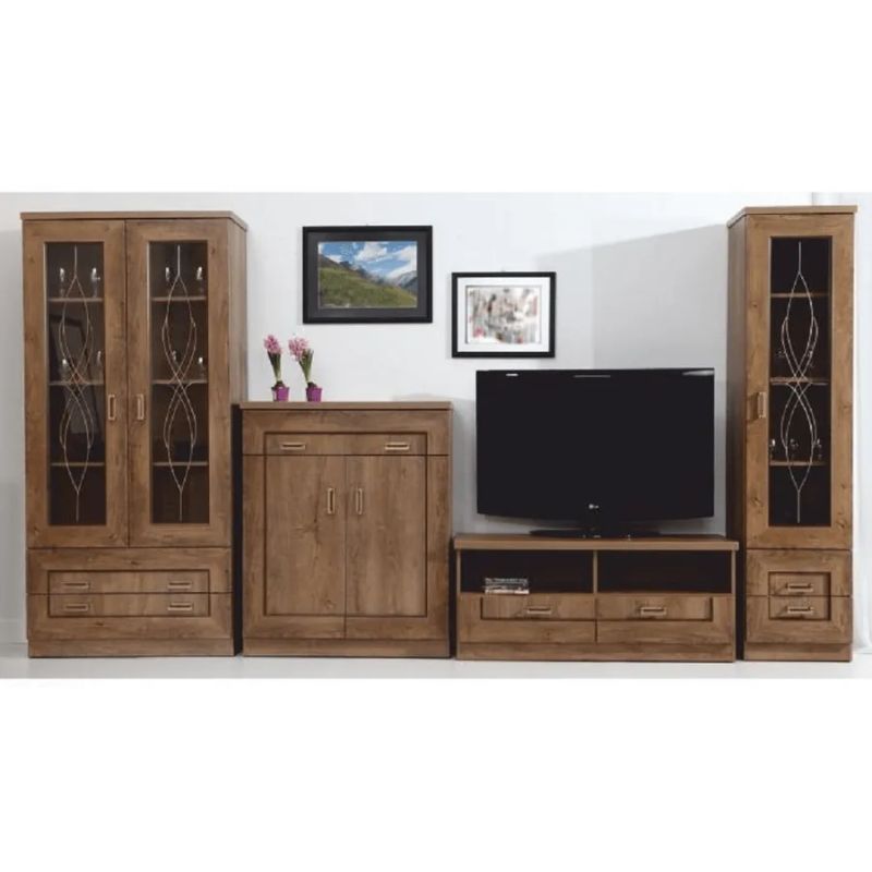 Rustikálna komoda dvojdverová so zásuvkou, dub lefkas