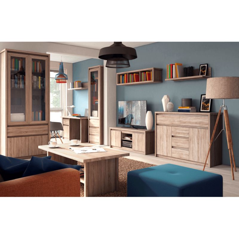 Komoda dvojdverová 5x šuplík, Dub sonoma