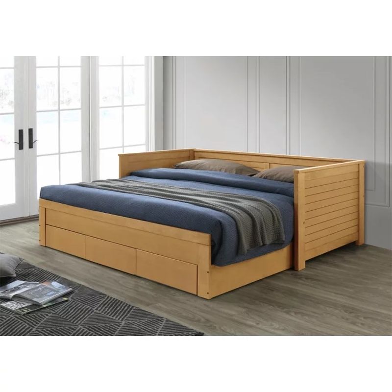 Rozkladacia posteľ z masívneho dreva vo farbe dub