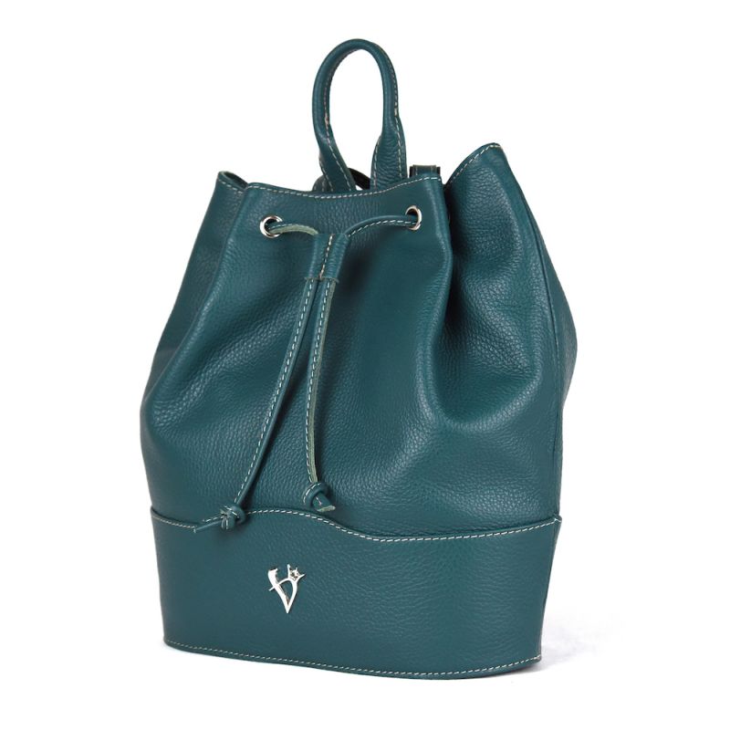 Kožený batoh z pravej kože v petrolovej farbe