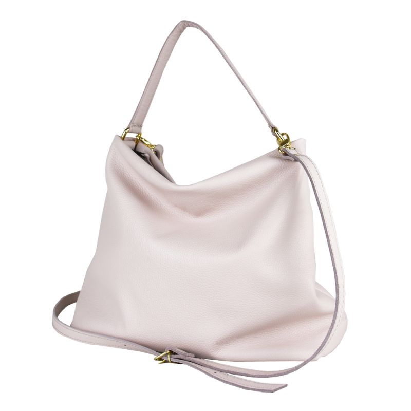 Módna vrecovitá kožená kabelka v ružovej farbe