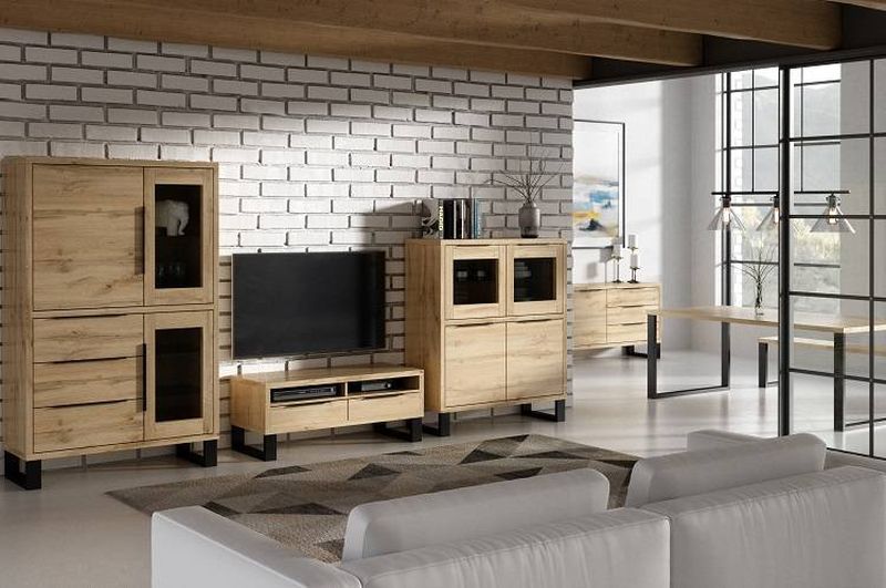 Komoda HEL. 25, čierna-dub wotan