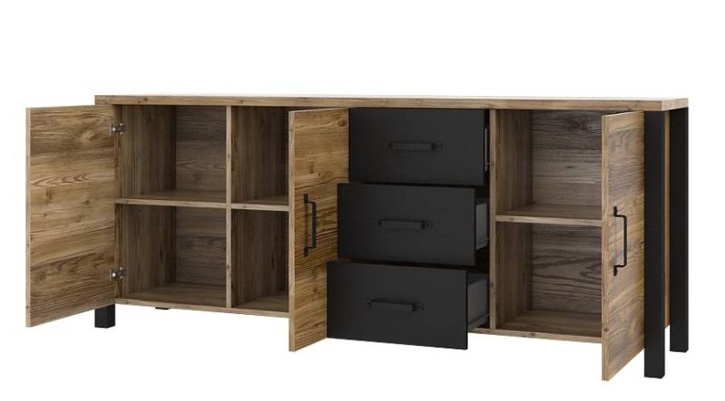 Komoda HEL. 47, appenzeller fichte-čierna