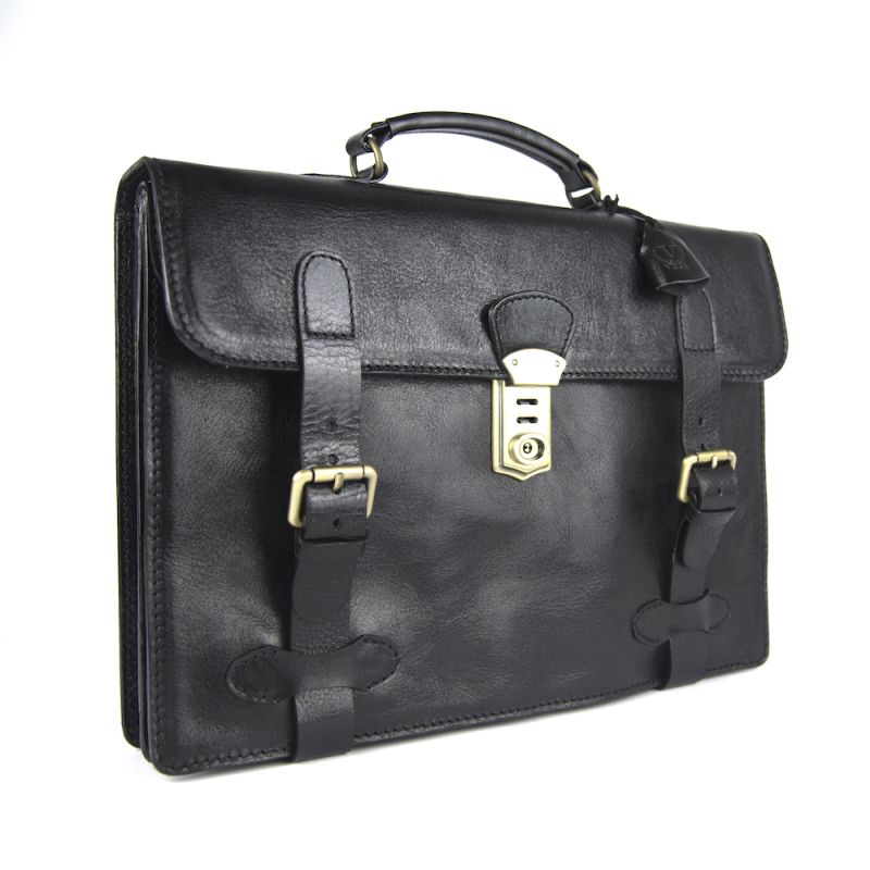 Vintage kožená aktovka v čiernej farbe