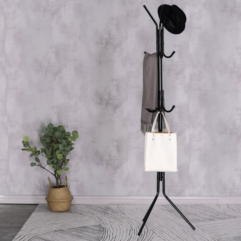 Vešiak stojanový, kovová konštrukcia, čierny lak