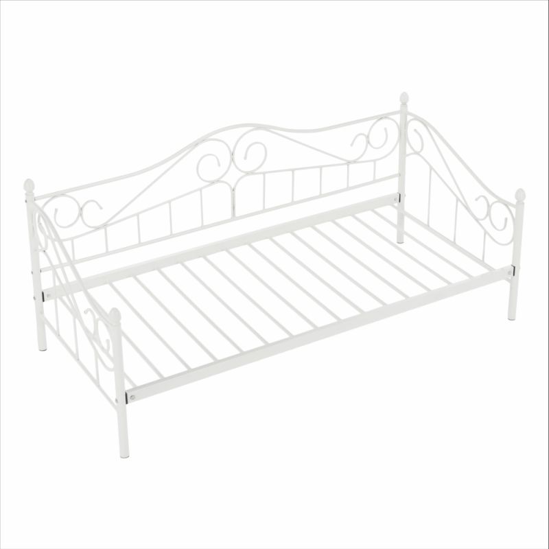 Kovová posteľ biela, 90x200