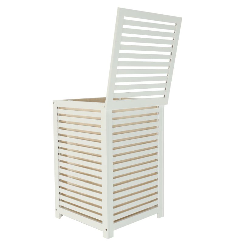 Kôš na bielizeň, lakovaný bambus-biela-béžová