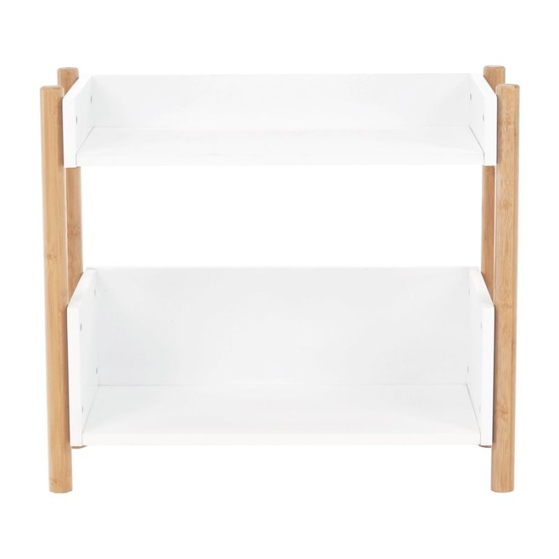 Elegantný 2-poličkový regál, prírodný bambus-biela