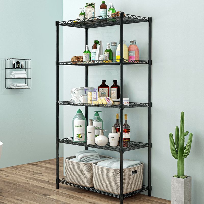 Regál, 5-policový, čierny kov