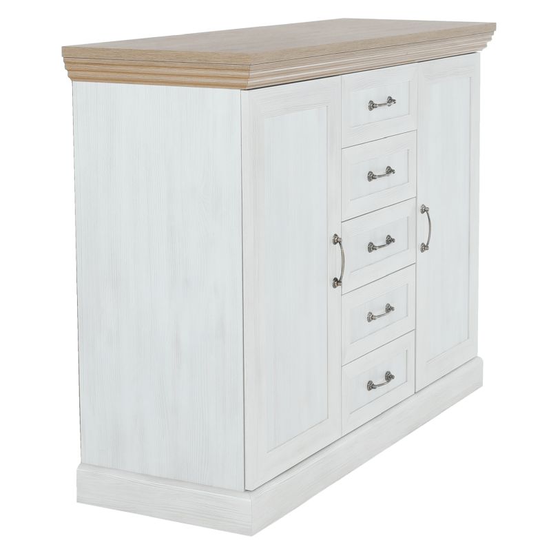 Komoda K2D, dvojdverová, sosna nordická-dub divoký