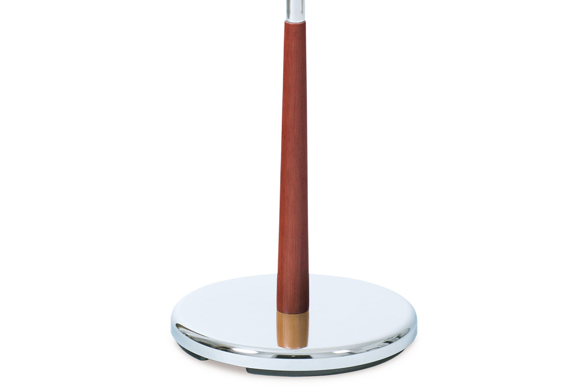 Nemý sluha chrómový s drevom v hnedej farbe