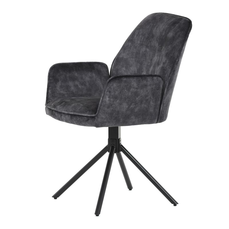 Stolička jedálenská a konferenčná, čierna látka v dekore žíhaného zamatu