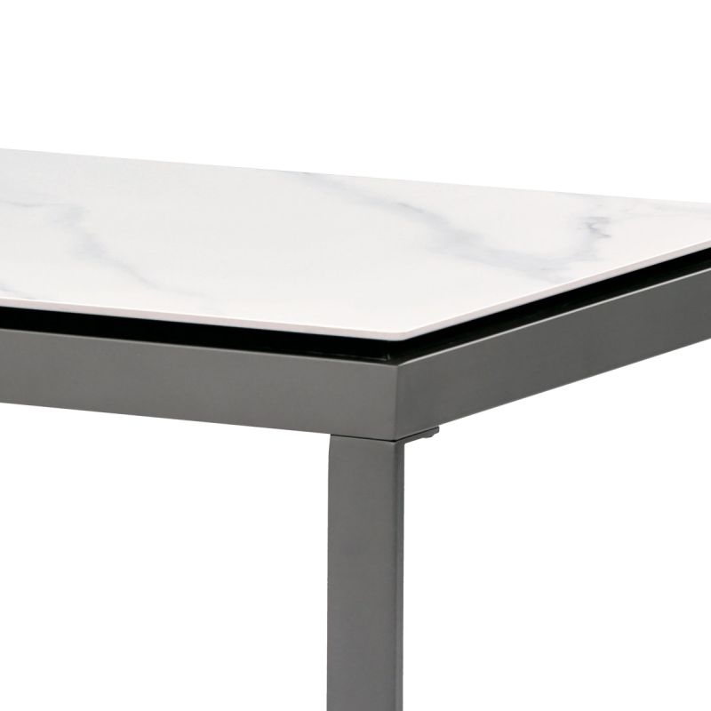 Konferenčný stolík 120x60, biely mramor, nohy šedý kov
