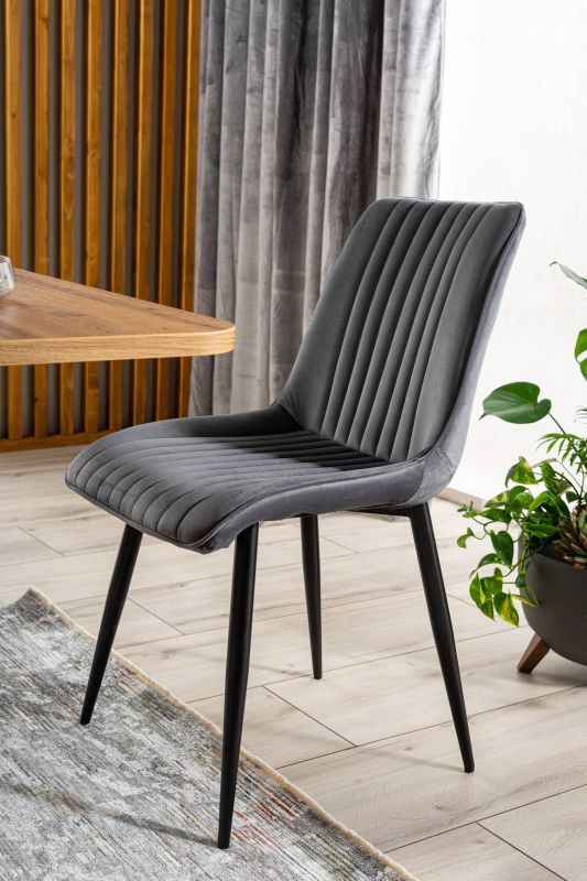 Perfektná stolička jedálenská, čierny mat-sivá