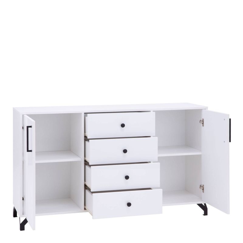 Dokonalá moderná komoda, biely lux-biely vysoký lesk